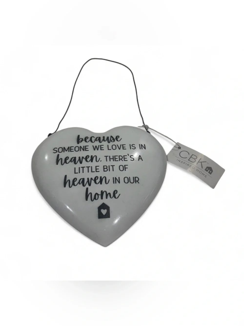 CBK White Heart Wall Hanging - 'Heaven in Our Home' Sentiment